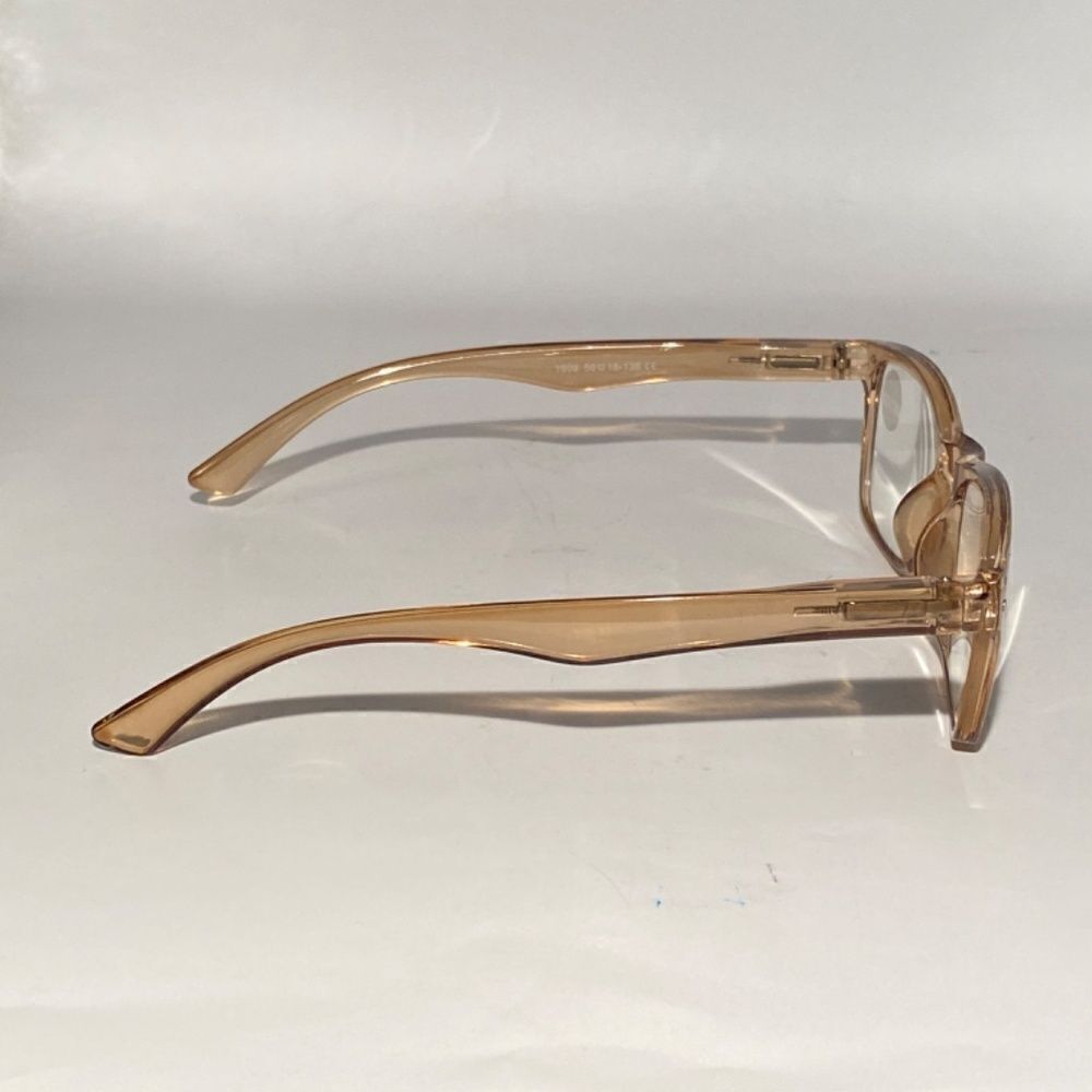 1436 Helen 2.5 Reading Glasses Thin Rectanle Bluelight Filter Tan Frames NWT - Picture 5 of 8